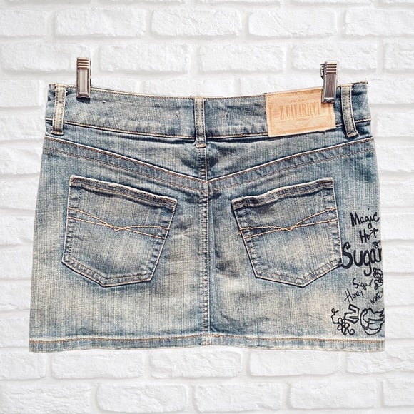 Z. Cavaricci Embellished Skull Jean Mini Skirt | 3 - Picture 4 of 6